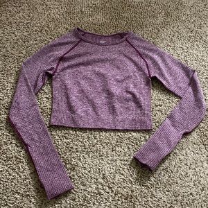 Purple Long Sleeve Workout Crop Top size S